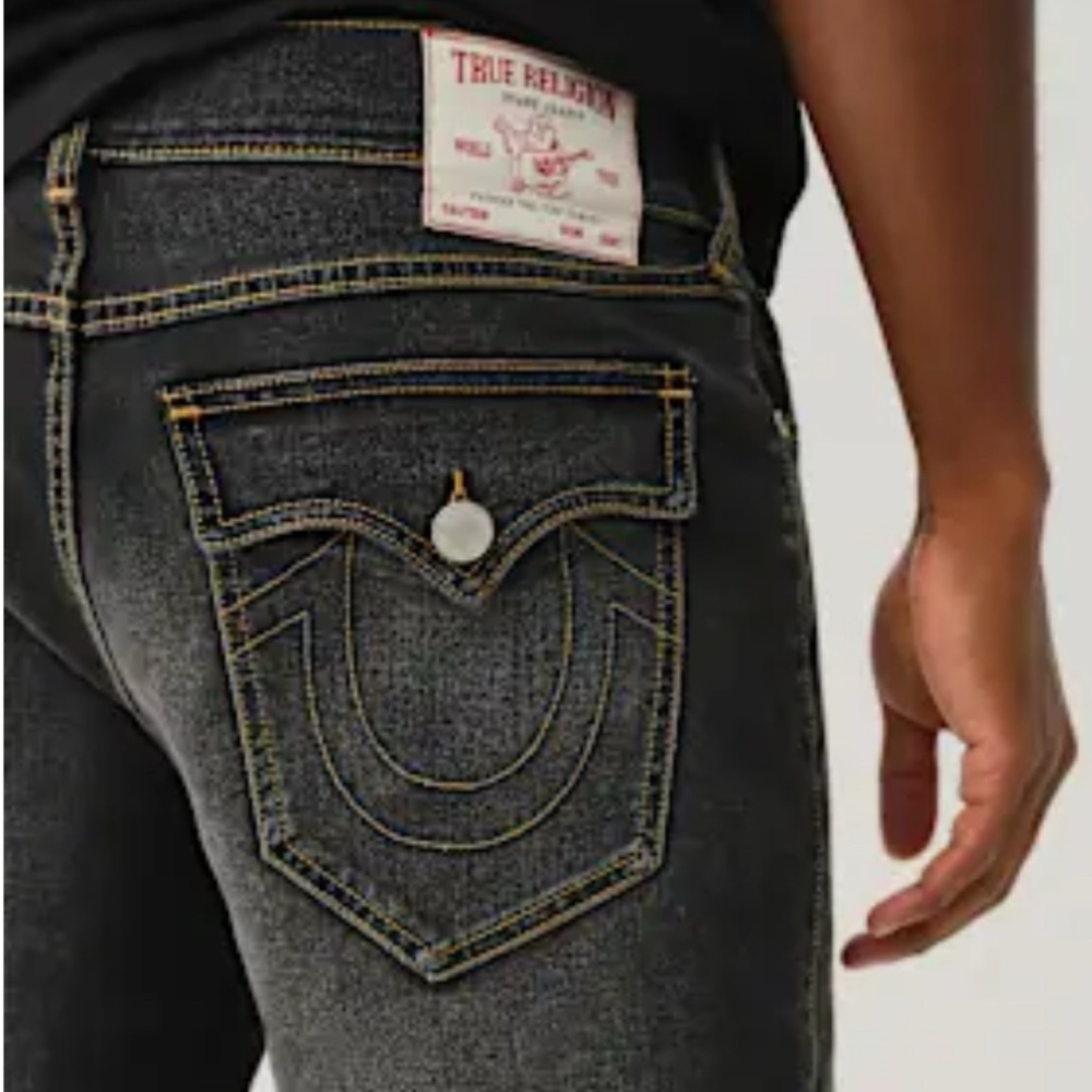TRUE RELIGION RICKY GOLD (Gloomy Grey Wash) SINGLE NEEDLE FLAP STRAIGHT JEAN
